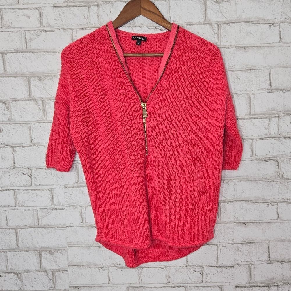 Express 1/2 zip bright pink sweater